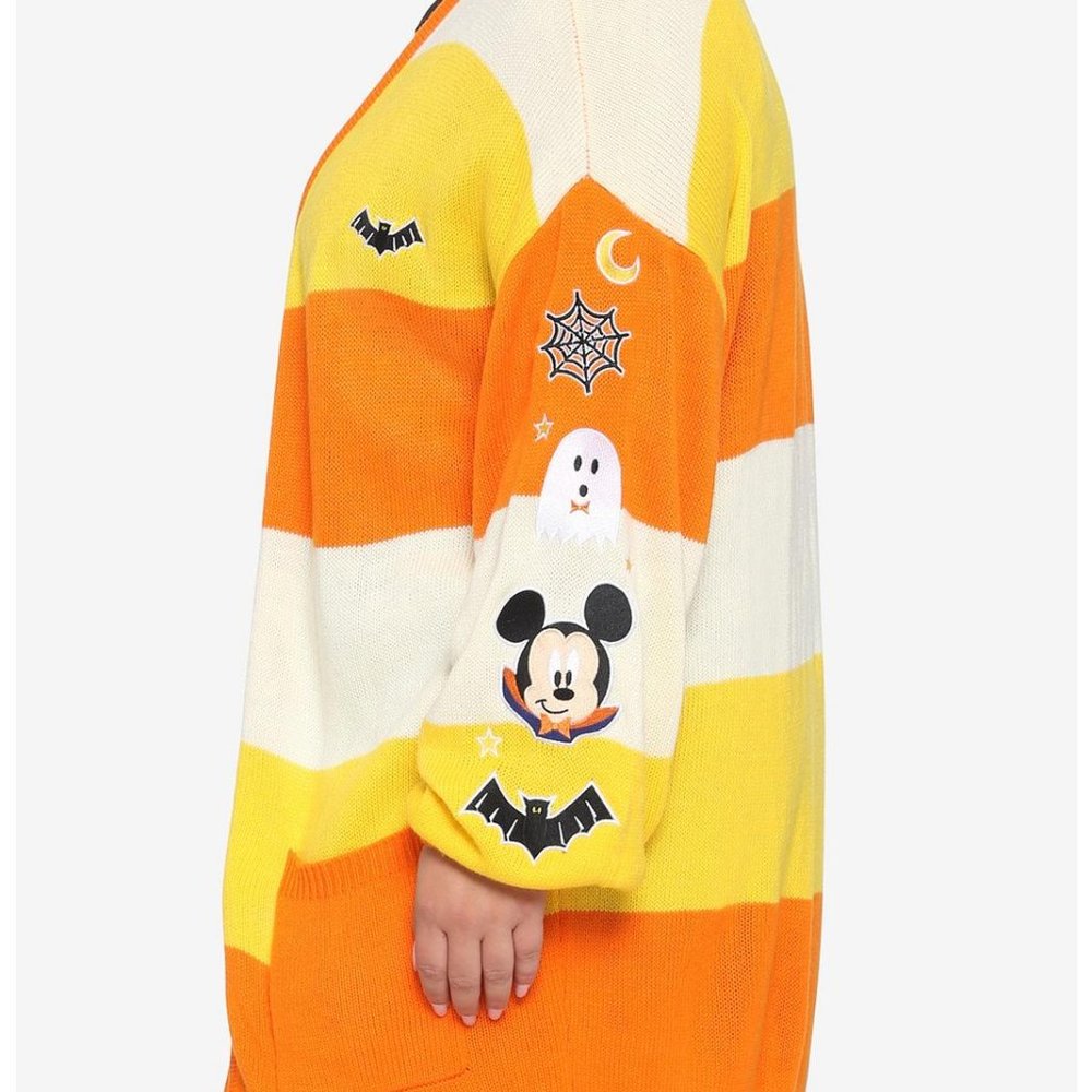 HP🎊🎊🎃Disney Mickey Mouse Halloween Candy Corn Stripe Girls Open Cardigan - Picture 13 of 15